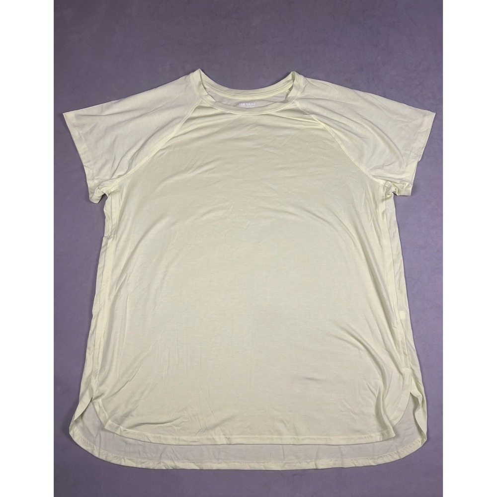 Tek Gear Workout Gear Womens XXL Cream Short Sleeve Raglan T-Shirt High-Low Hem
